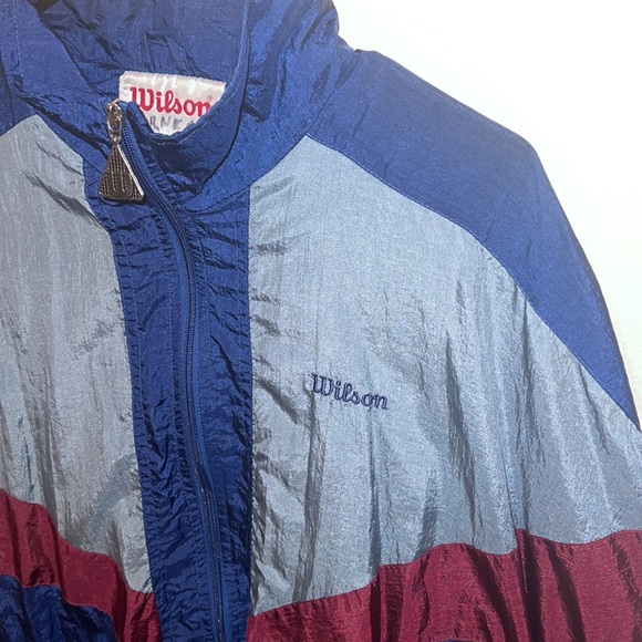 VINTAGE 80s/90s unisex color block fleece lined jacket windbreaker - Picture 3 of 6